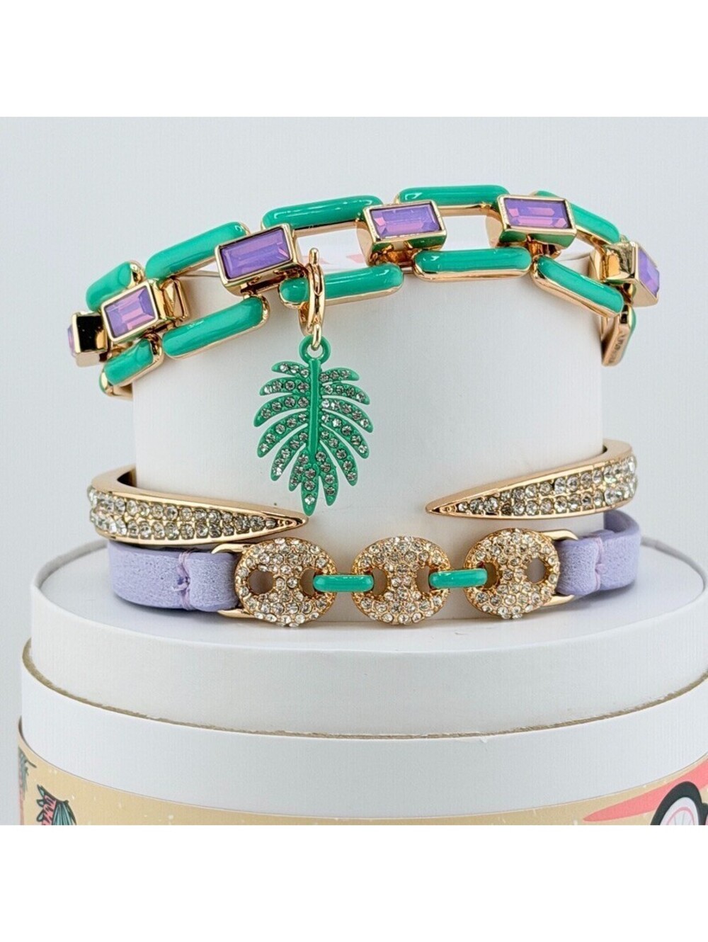 Bomb Party Summer 2026 Stacks “Emerald Eden” ST17355 Palm Leaf on Yellow Gold